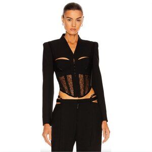 DION LEE Suspended Lace Bustier Black Jacket $1490 EUC Sz 2